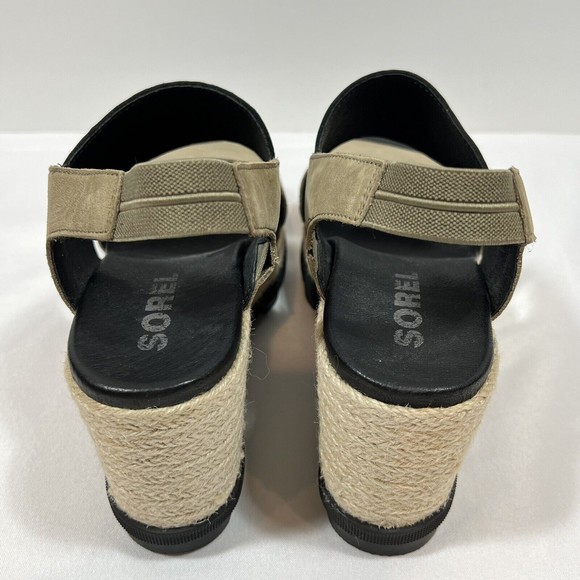 Sorel Black and Tan Wedge Sandals - Picture 7 of 10